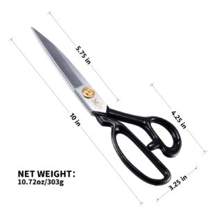 Left Handed Sewing Scissors 10 inch Fabric Shears Professional Dressmaking Scissors, High Carbon Steel Heady Duty Scissors for Leather Sewing, Fabric Cutting, Threading Cutting, Artwork(White)