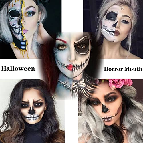 Halloween Temporary Tattoo Sticker Halloween Clown Makeup Face Horror Teeth Design Fake Tattoo for Clown Costume Waterproof Temporary Tattoo Cosplay The Gift for Kids-10 Styles