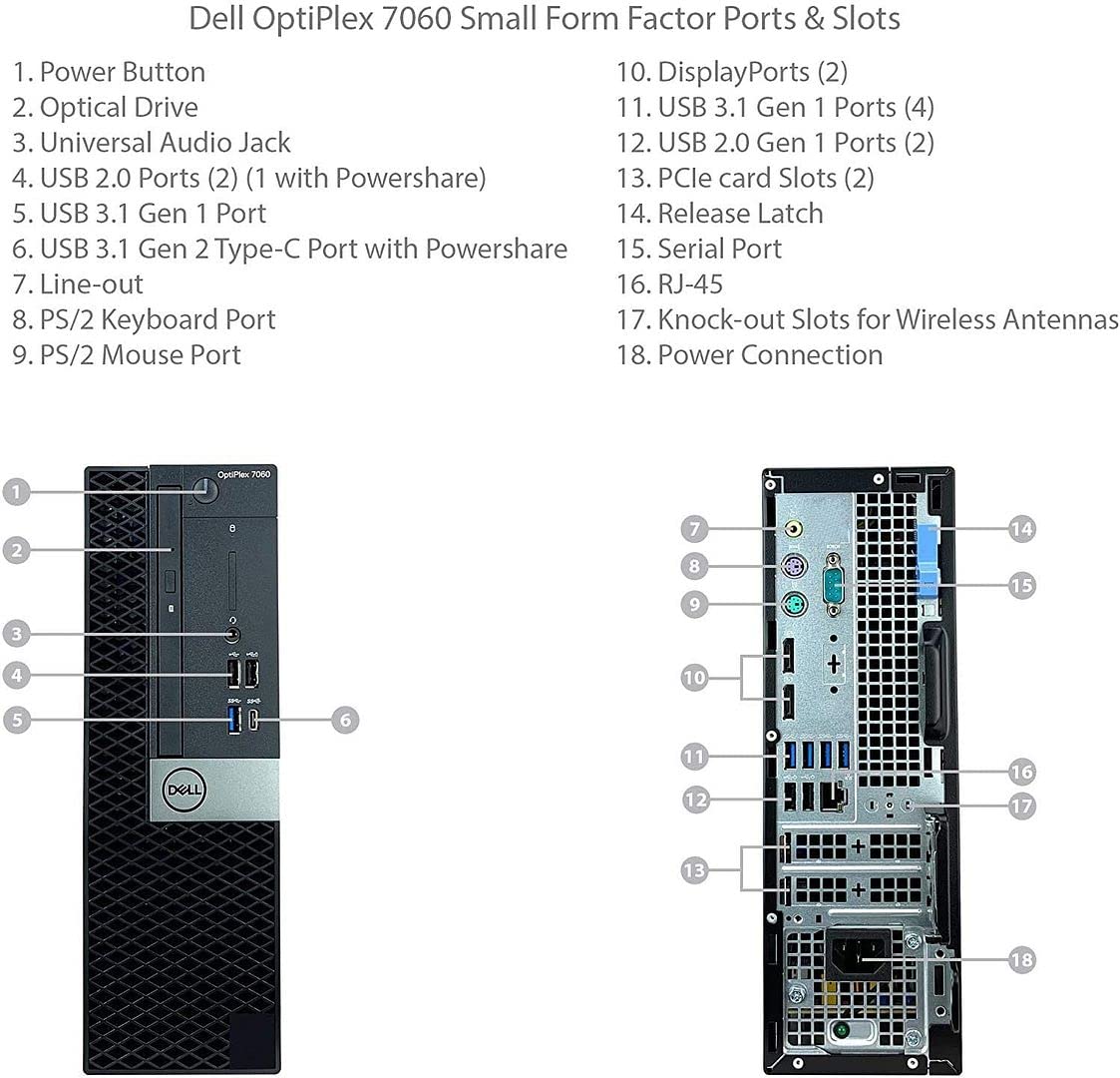 Dell Optiplex 7060 SFF Business Desktop i7-8700 UP to 4.60GHz 32GB DDR4 New 1TB NVMe M.2 SSD Wireless Keyboard Mouse Built in WiFi BT Dual Monitor Support Win10 Pro (Renewed)