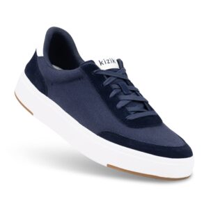 kizik prague hands free mens or womens sneakers, casual slip on shoes women and men love, comfortable for walking, work, women's and men's fashion for any occasion - dusk blue, wide m10.5 / w12