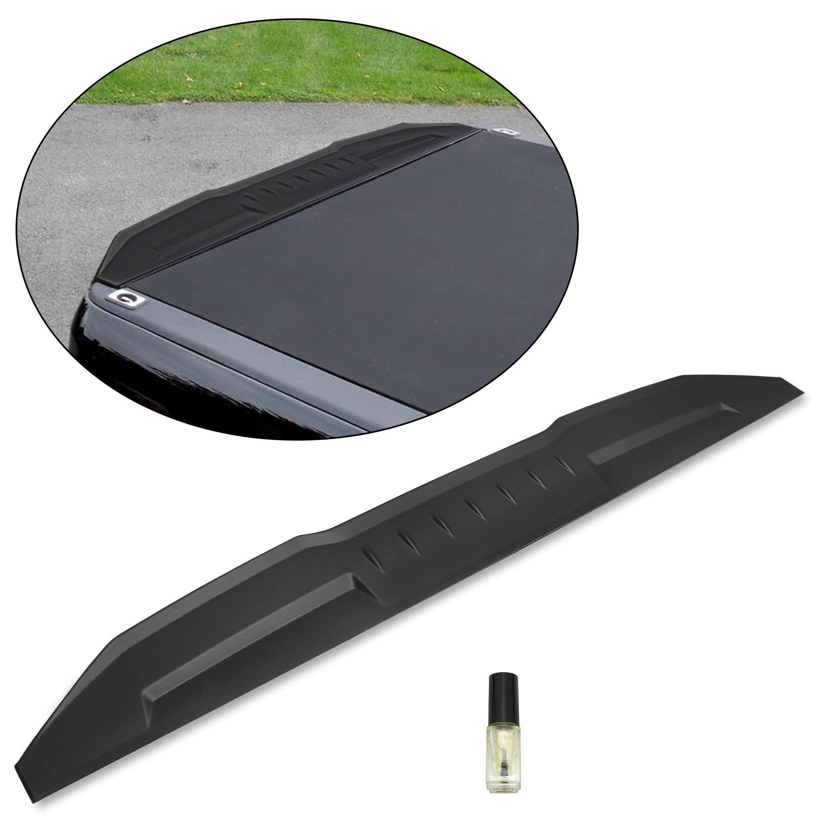 HECASA Air Design Tailgate Spoiler Compatible with 2009-2021 Dodge Ram Classic 1500 2500 3500 Replacement for #CH06A16 Black Cap Molding Top Protector