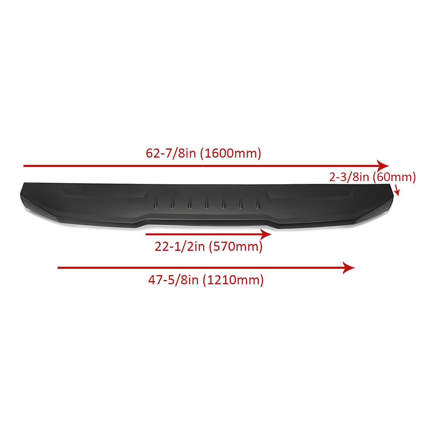 HECASA Air Design Tailgate Spoiler Compatible with 2009-2021 Dodge Ram Classic 1500 2500 3500 Replacement for #CH06A16 Black Cap Molding Top Protector