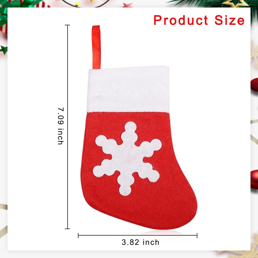 Kalekey 48 Pack Christmas Mini Stockings Tableware Holders Christmas Socks Decorations Spoon Fork Bag Candy Pouch Bag for Xmas Party Tree Dinner Table Home Ornaments