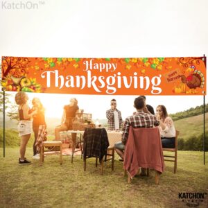 KatchOn, Happy Thanksgiving Yard Banner - Xtralarge, 120x20 Inch | Thanksgiving Banner Outdoor, Thanksgiving Outdoor Decorations | Thanksgiving Yard Signs Backdrop for Thanksgiving Yard Decorations