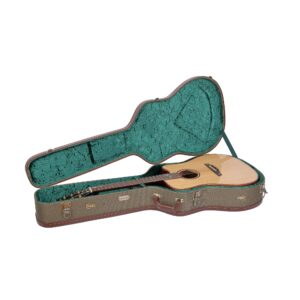 crossrock vintage style wood case for dreadnought acoustic guitars with removable shoulder straps-green(crw700dgn)