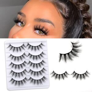 brieve 18mm 5 pairs 3d false eyelashes pack fluffy thick curled faux mink lashes strip lash natural look makeup tools(3dx05)