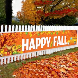 katchon, happy fall yard banner - xtralarge, 120x20 inch | fall festival decorations outdoor | happy fall banners for fall decorations, fall yard decorations | thanksgiving outdoor decorations