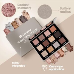 Lamora Nude Neutral Eyeshadow Palette - 12 Natural Highly Pigmented Shimmer & Matte Shades - Travel Size Makeup Palette with Mirror