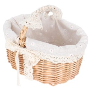 generic wicker woven basket multipurpose basket with handle linen cotton cloth lining for storage and decorations