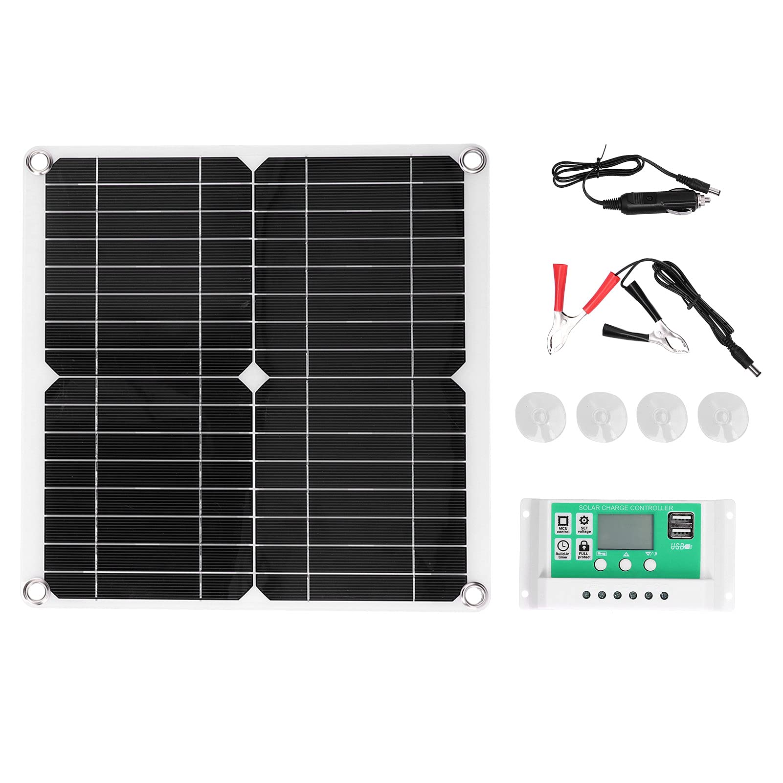 40W 18V IP65 Monocrystalline Solar & Wind Power Solar Panels Silicon Flexible Solar Panel with 20A Solar Charge Controller for Outdoor BikingMountaineeringHiking