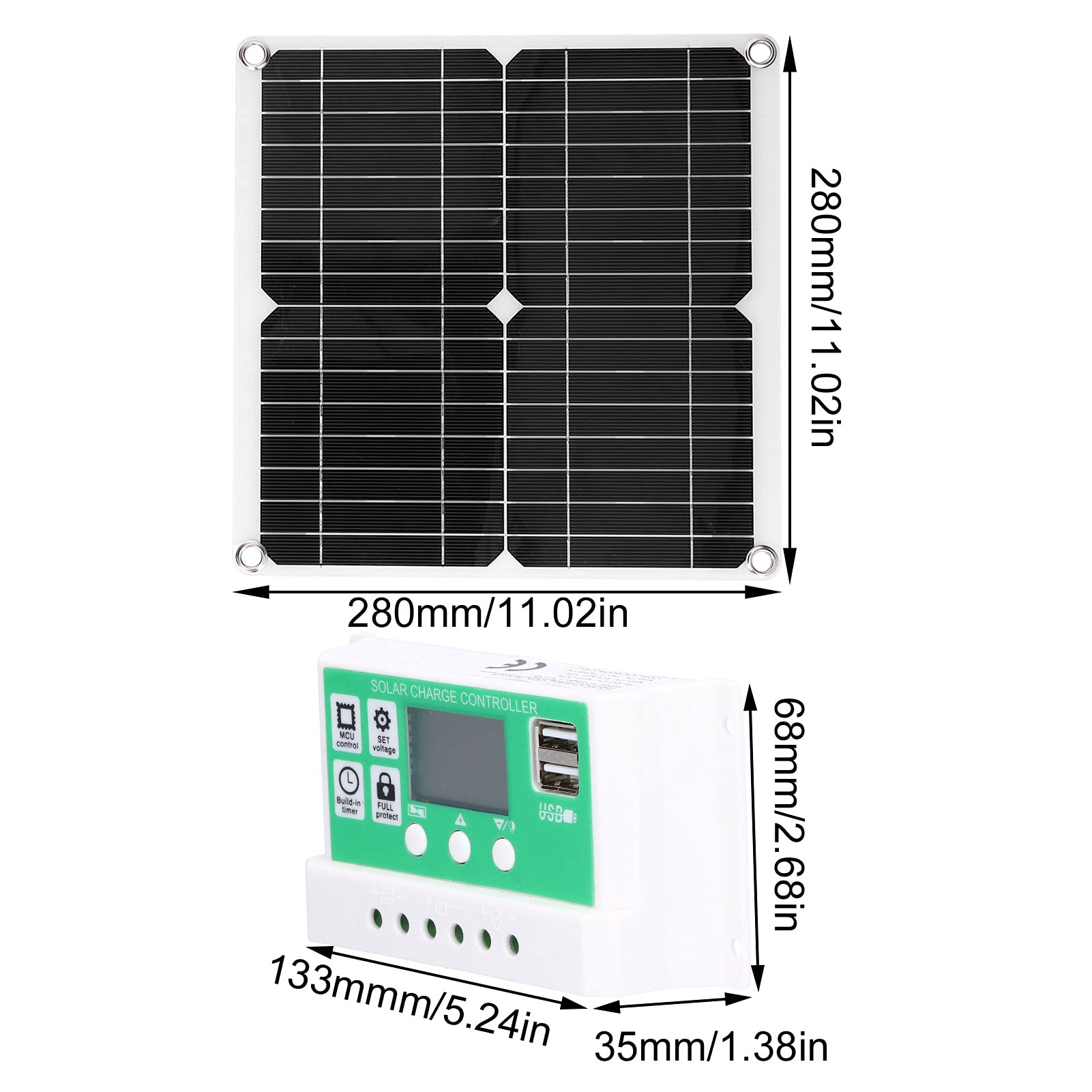 40W 18V IP65 Monocrystalline Solar & Wind Power Solar Panels Silicon Flexible Solar Panel with 20A Solar Charge Controller for Outdoor BikingMountaineeringHiking