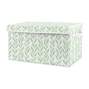 sweet jojo designs floral leaf girl small fabric toy bin storage box chest for baby nursery or kids room - green and white boho farmhouse for the yellow sunflower collection