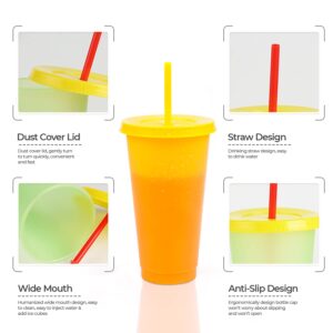 Osprey Store Color Changing Cups Tumblers with Lids and Straws - 5 Reusable Tumblers Plastic Cold Cups for Adults Kids 24 Oz Tumbler