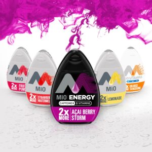 MiO Energy Acai Berry Storm Naturally Flavored with other natural flavors Liquid Water Enhancer Drink Mix with Caffeine & B Vitamins with 2X More (3.24 fl. oz. Bottle)