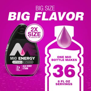 MiO Energy Acai Berry Storm Naturally Flavored with other natural flavors Liquid Water Enhancer Drink Mix with Caffeine & B Vitamins with 2X More (3.24 fl. oz. Bottle)