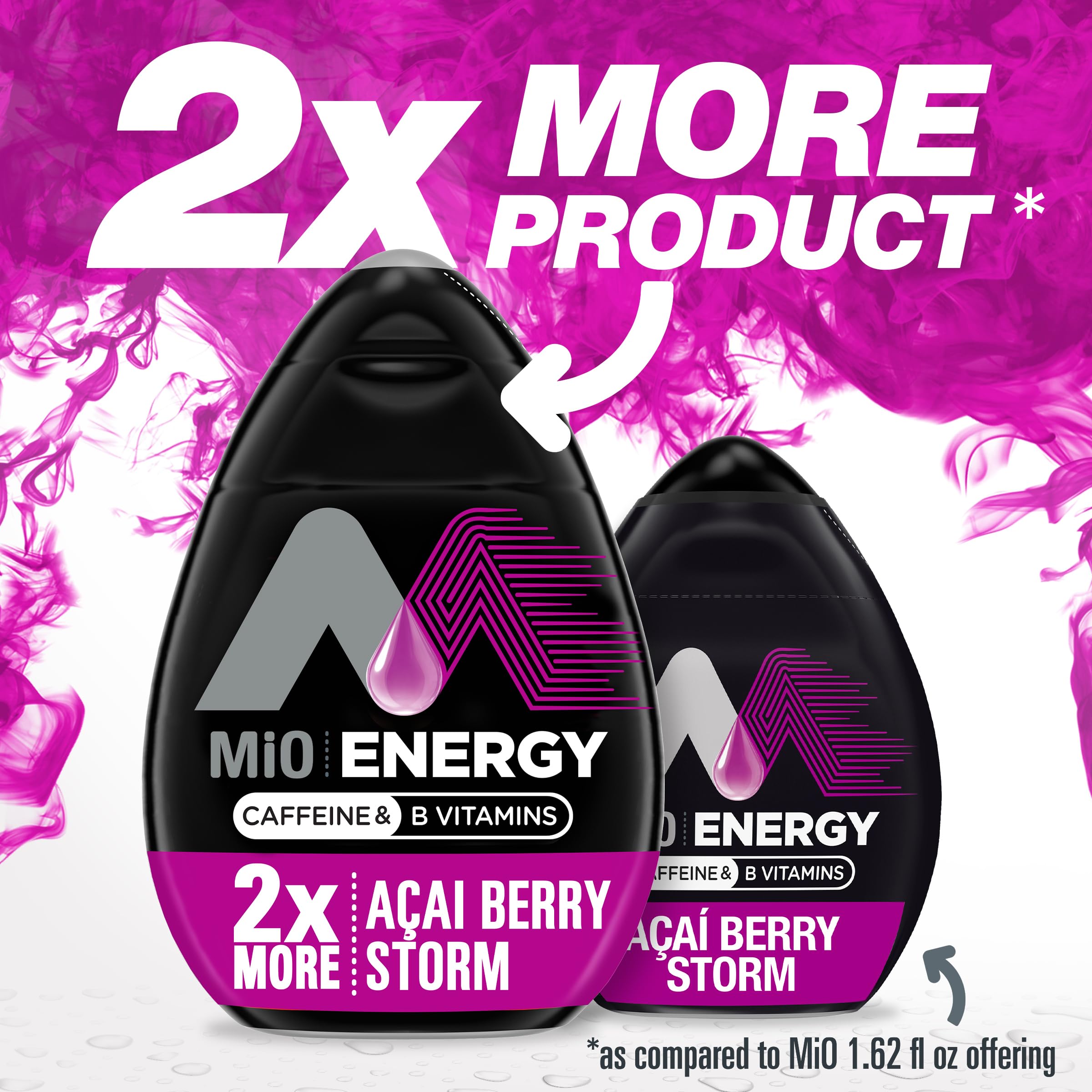 MiO Energy Acai Berry Storm Naturally Flavored with other natural flavors Liquid Water Enhancer Drink Mix with Caffeine & B Vitamins with 2X More (3.24 fl. oz. Bottle)