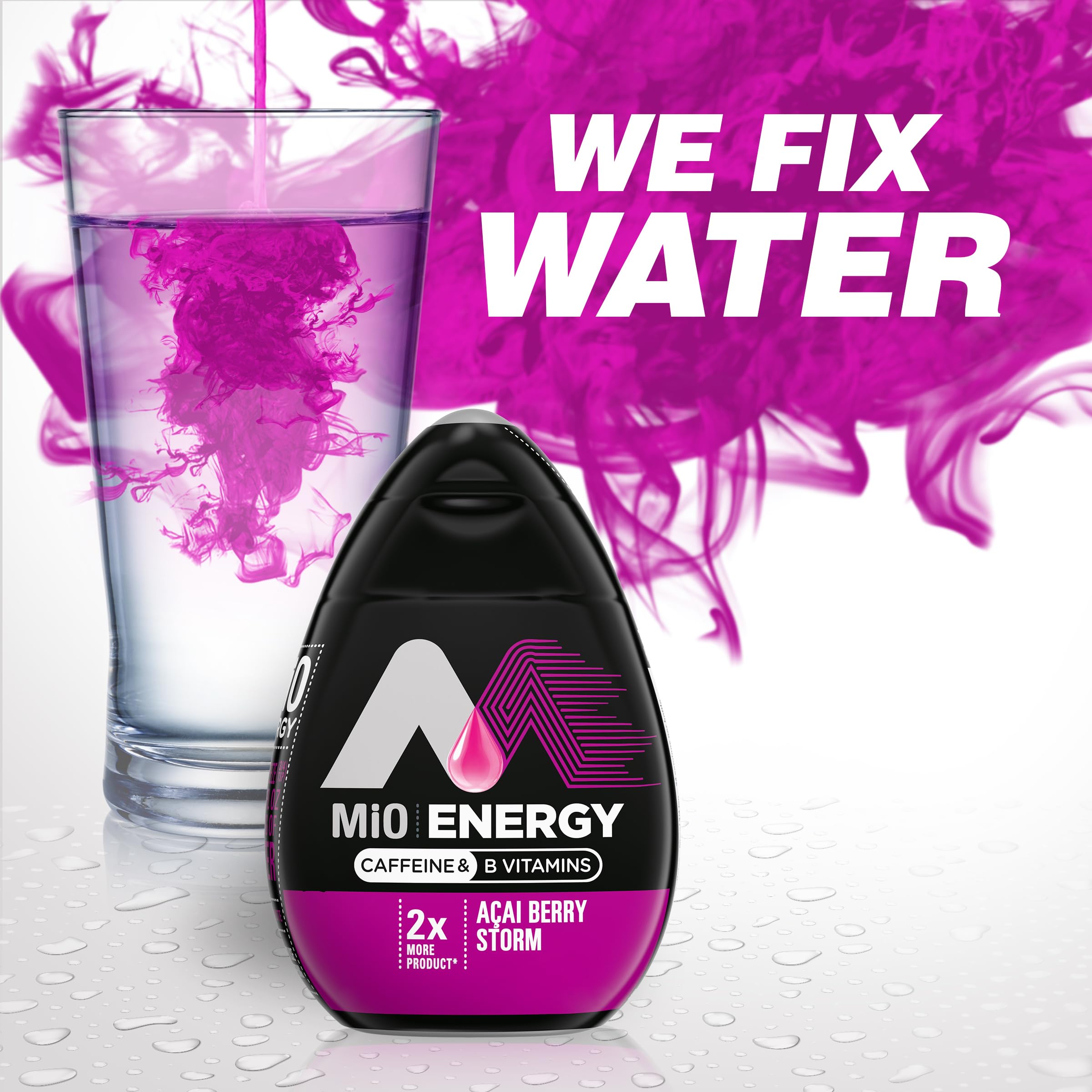 MiO Energy Acai Berry Storm Naturally Flavored with other natural flavors Liquid Water Enhancer Drink Mix with Caffeine & B Vitamins with 2X More (3.24 fl. oz. Bottle)