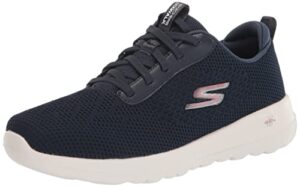 skechers women's go walk joy-monomesh bungee sneaker, navy/white, 7