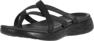 skechers women's on-the-go 600-dainty sandal, black/gray, 9 wide