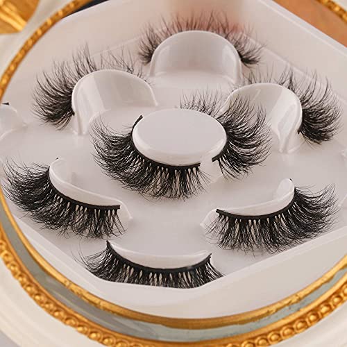 Geeneiya Mink Lashes Wispy Fluffy 5 Pairs False Eyelashes Pack 3D Natural Look Eye Lashes 6D Sky High Volume Fake Eyelashes(G01)