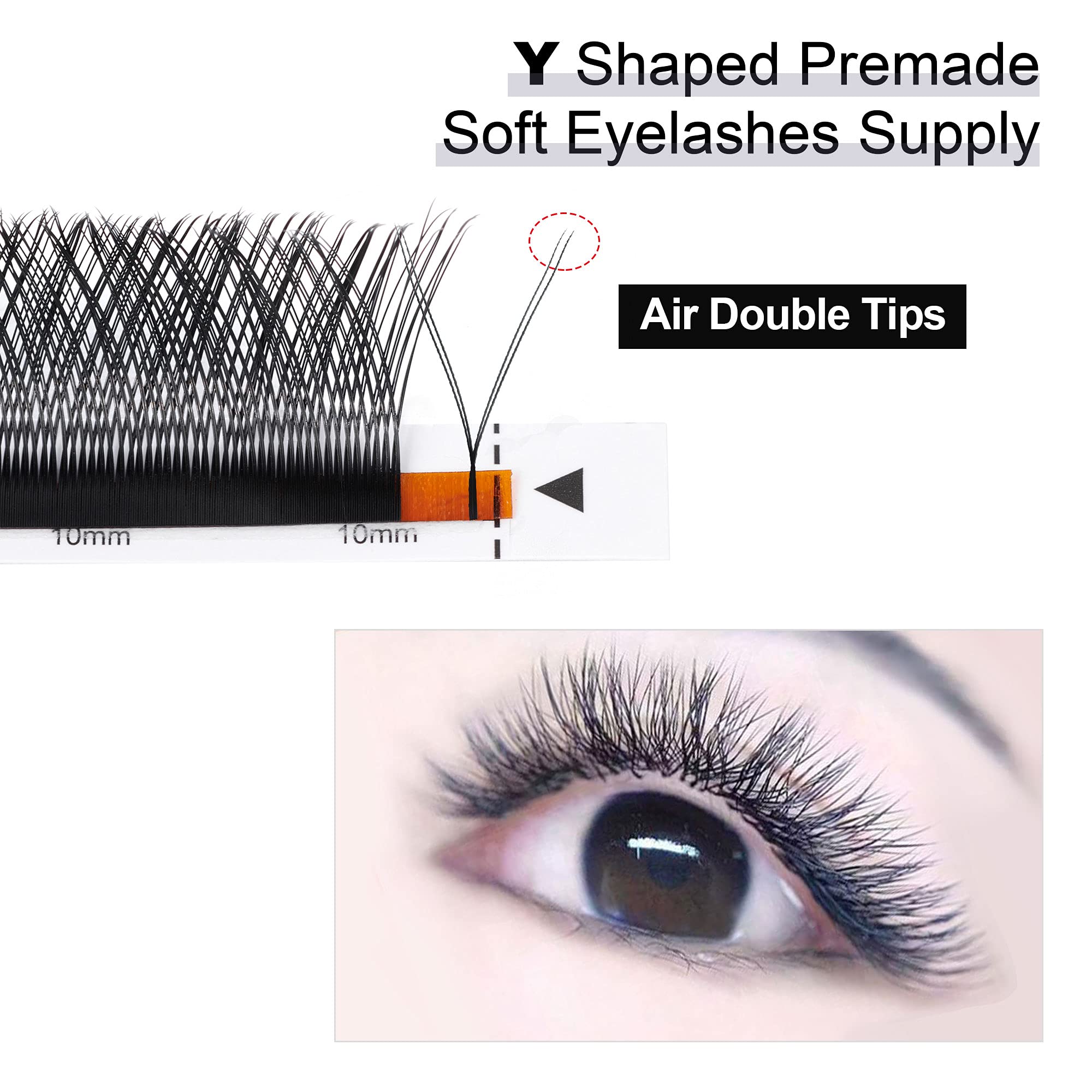 ACTROL YY Eyelashes Extension Lashes Black D Curl 0.05mm 9mm Mixed Lash Volume Extension Easy Fans Y Shaped Premade Soft Eyelashes Supply