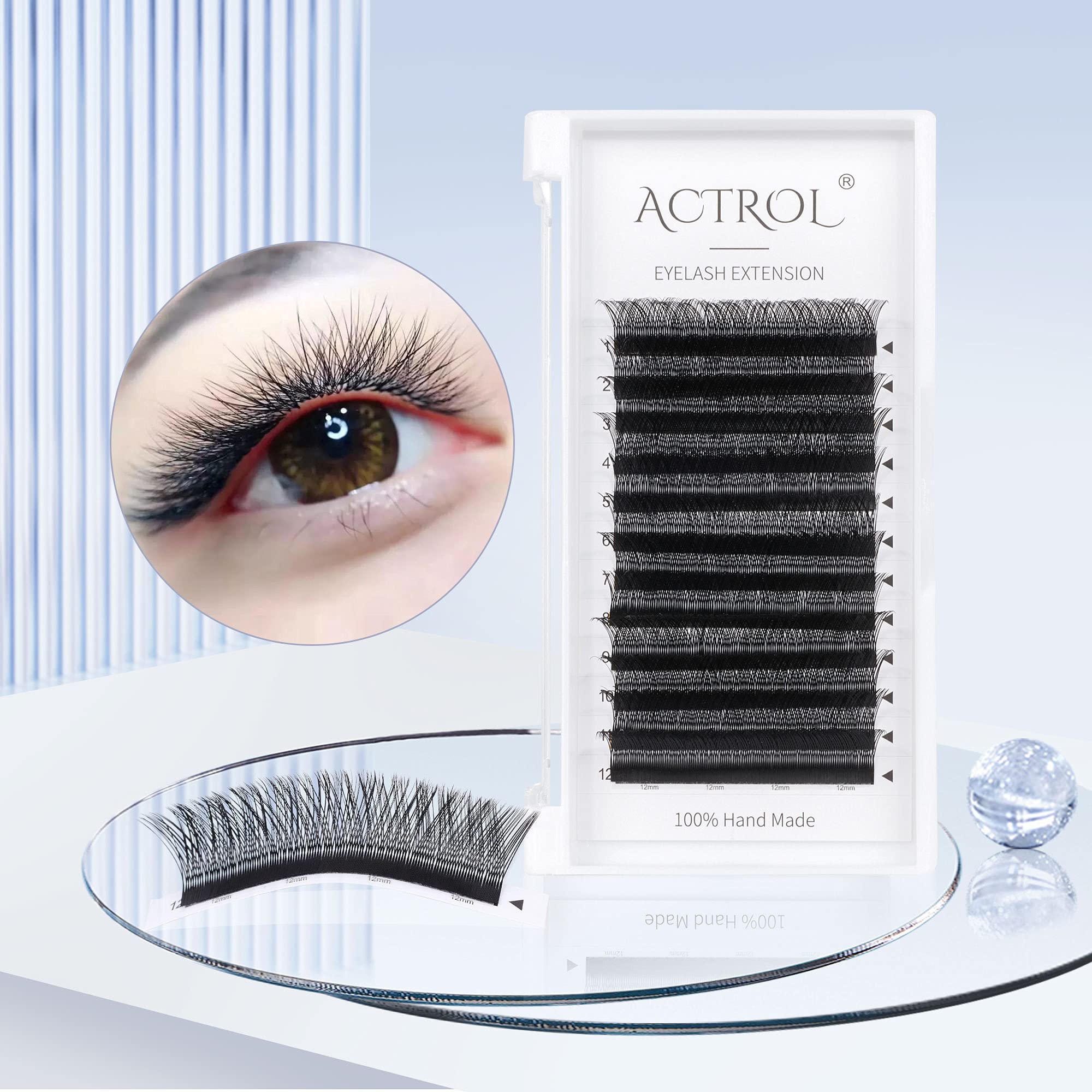 ACTROL YY Eyelashes Extension Lashes Black D Curl 0.05mm 9mm Mixed Lash Volume Extension Easy Fans Y Shaped Premade Soft Eyelashes Supply