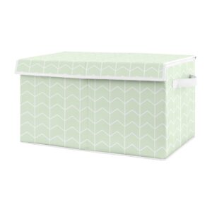 sweet jojo designs mint chevron arrow boy or girl small fabric toy bin storage box chest for baby nursery or kids room - gender neutral green and white for the watercolor elephant safari collection