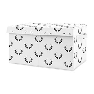 sweet jojo designs woodland deer boy small fabric toy bin storage box chest for baby nursery or kids room - black and white rustic forest animal for the camouflage camo collection