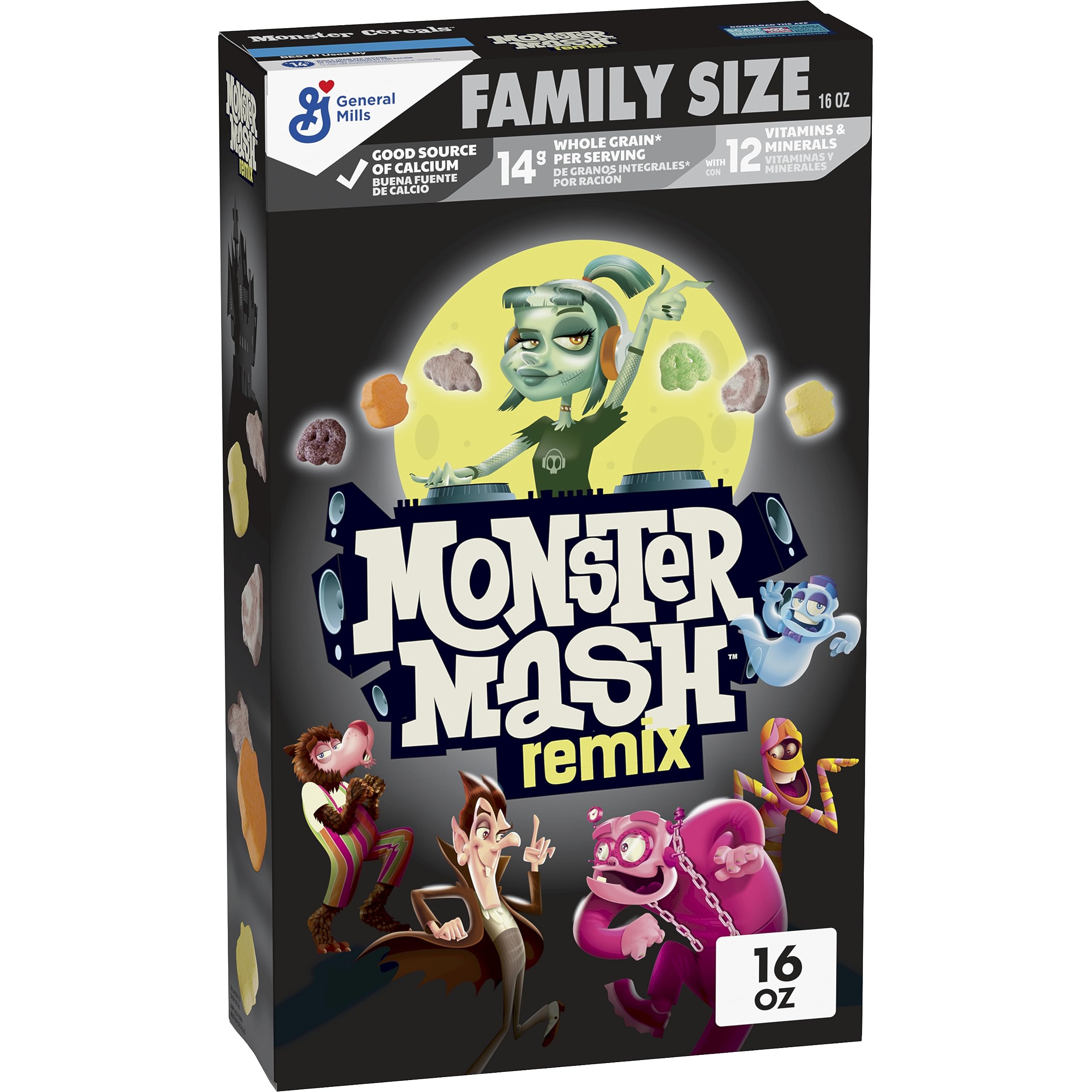 Monster Mash Remix Cereal with Monster Marshmallows, Kids Breakfast Cereal, Limited Edition, Made with Whole Grain, Family Size, 16 oz