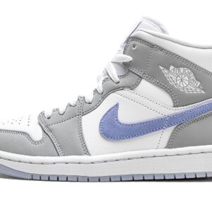 Nike Women's WMNS Air Jordan 1 Mid Wolf Grey/Aluminum, White/Aluminum/Wolf Grey, 11.5W