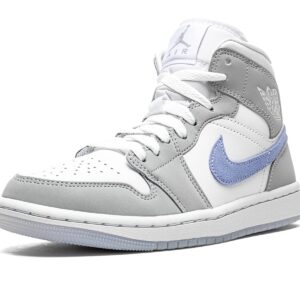 Nike Women's WMNS Air Jordan 1 Mid Wolf Grey/Aluminum, White/Aluminum/Wolf Grey, 11.5W