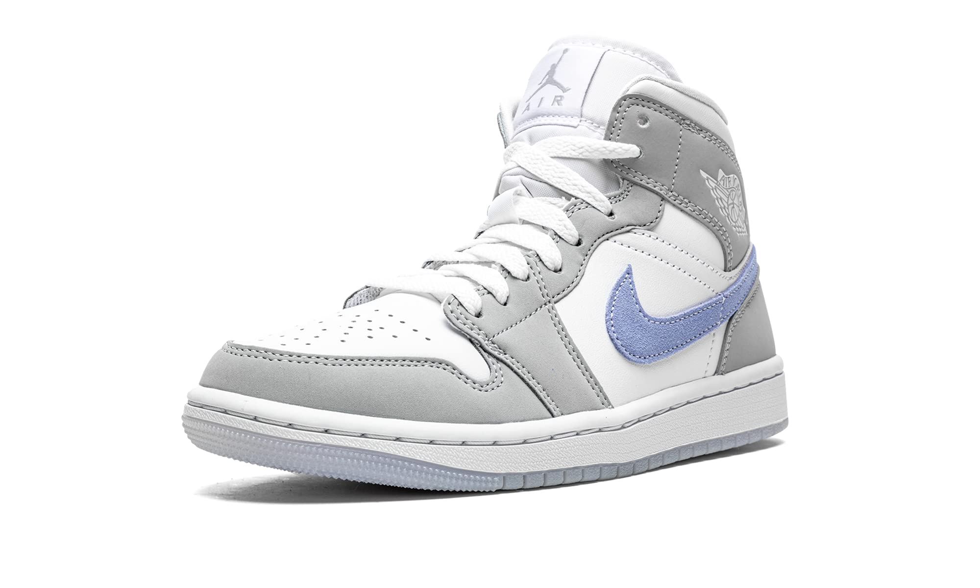 Nike Women's WMNS Air Jordan 1 Mid Wolf Grey/Aluminum, White/Aluminum/Wolf Grey, 11.5W