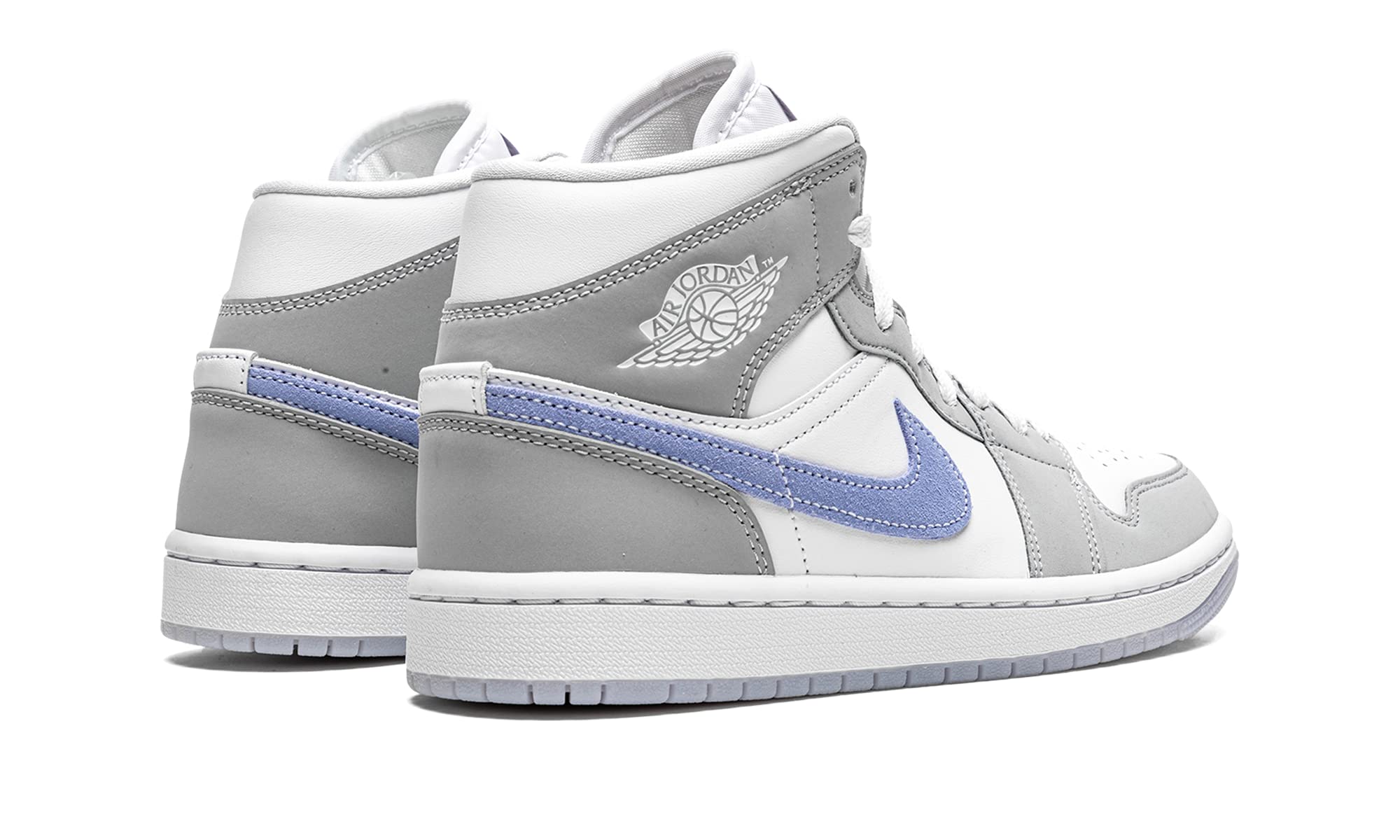 Nike Women's WMNS Air Jordan 1 Mid Wolf Grey/Aluminum, White/Aluminum/Wolf Grey, 11.5W