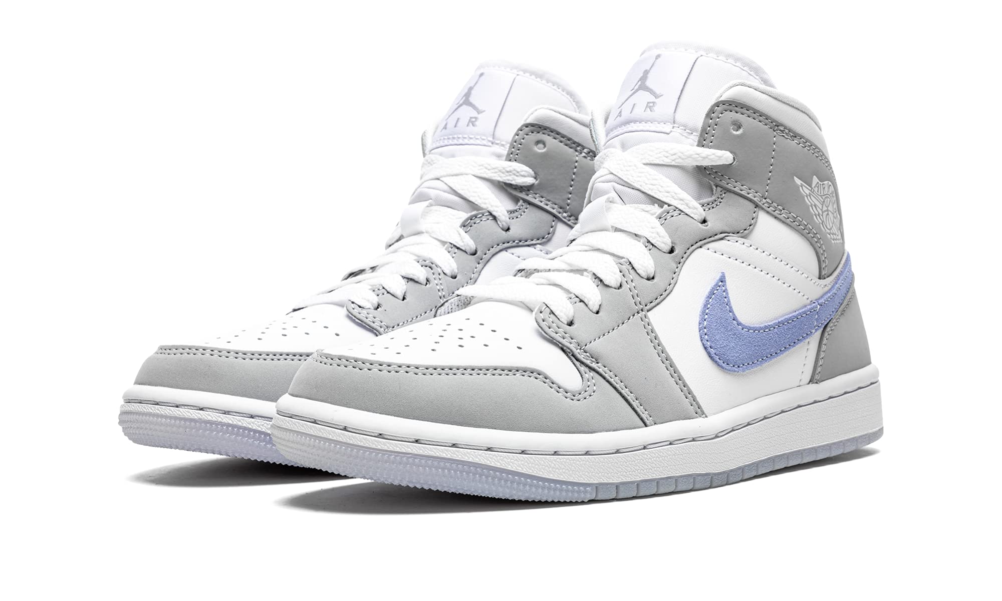 Nike Women's WMNS Air Jordan 1 Mid Wolf Grey/Aluminum, White/Aluminum/Wolf Grey, 11.5W