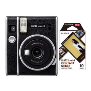 fujifilm instax mini 40 instant film camera with contact sheet instant film (10 exposures) bundle (2 items)