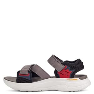 teva men's zymic sandal, grey/red, 10