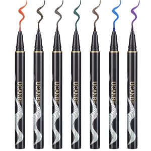 UCANBE 7 Colors Shimmer Liquid Eyeliner Makeup Set, Metallic Satin Finish Colorful Sparkling Eye Liner Pen, Long Lasting High Pigmented with Waterproof & Smudge Proof Formula