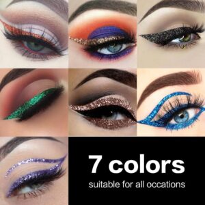 UCANBE 7 Colors Shimmer Liquid Eyeliner Makeup Set, Metallic Satin Finish Colorful Sparkling Eye Liner Pen, Long Lasting High Pigmented with Waterproof & Smudge Proof Formula