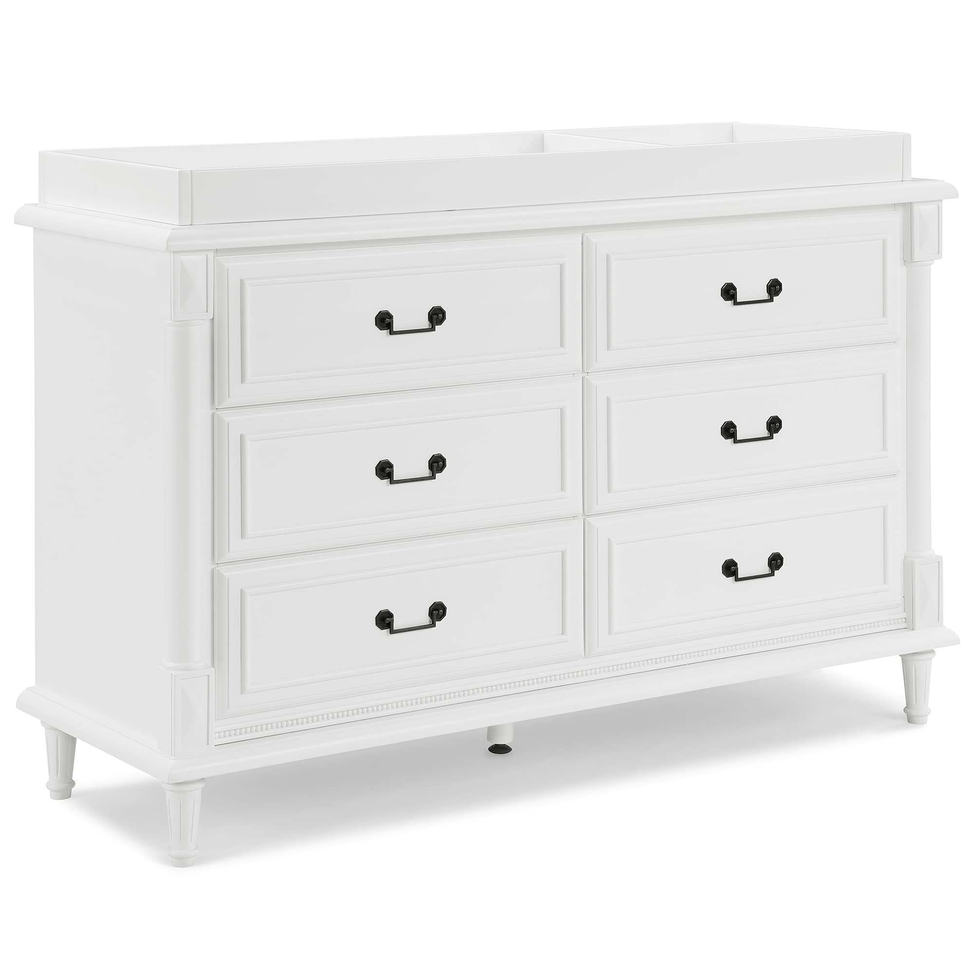 Delta Children Simmons Kids Juliette 6 Drawer Dresser with Changing Top, Greenguard Gold Certified, Bianca White