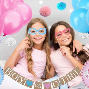 Gender Reveal Party Supplies,105 Pcs Gender Reveal Decorations, Boy or Girl Foil Balloons, Tablecloth, Photo Props, Toppers, Banner, Foil Curtains, Team Stickers, Ideas for Baby Shower