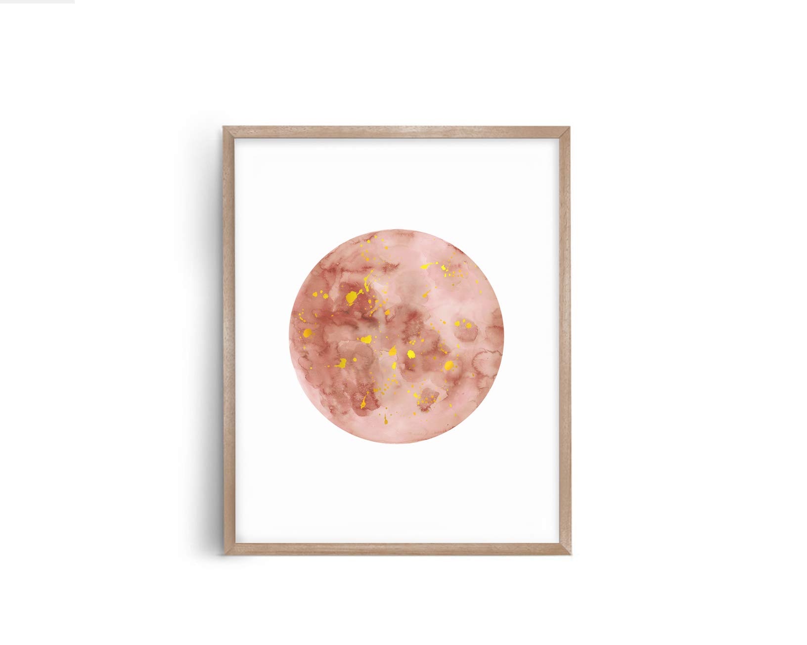 Copper Moon Phases Wall Art Print Bedroom Wall Decor Moon Art Set Of 5 Prints Copper Moon Decor Home Decor Unframed Prints (8x10 with gold drops)