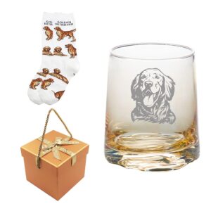 Mothers Day Gifts for Golden Retriever Dog Mom, Golden Retriever Gifts Gold Whiskey Tumbler Water Drinking Glass