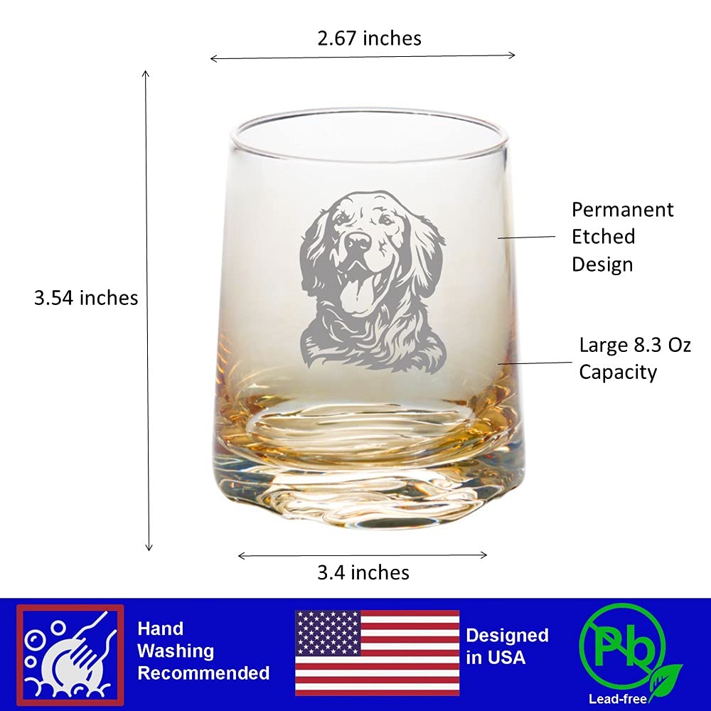 Mothers Day Gifts for Golden Retriever Dog Mom, Golden Retriever Gifts Gold Whiskey Tumbler Water Drinking Glass