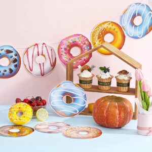 Donut Theme Party Banner 4 Pieces Donut Banner Donut Garland Donut Party Decorations for Donut Theme Birthday Party Christmas New Year Baby Shower Party Favors(Cute Style)