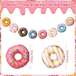 Donut Theme Party Banner 4 Pieces Donut Banner Donut Garland Donut Party Decorations for Donut Theme Birthday Party Christmas New Year Baby Shower Party Favors(Cute Style)