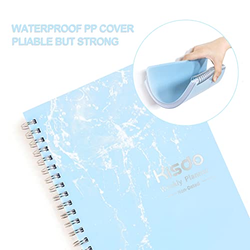 Kisdo Weekly Planner Undated Planner Book with Blue Fountain Ink Pen, To-Do List, Weekly Goals, Habit Tracker, 5.7" X 8" Inch for 52 Weeks Planning