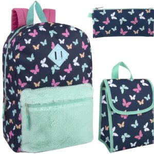 Trail maker Backpack with Lunch Box and Pencil Case for Girls and Boys, 17 Inch Backpacks for Kids for School