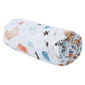 POSENPRO Baby Blanket for Boys Girls, Soft Plush Minky Baby Blanket with Dotted Backing, Lovely Ocean Animals Double Layer Toddler Receiving Blanket Throw for Stroller & Crib, 30 x 40 Inches