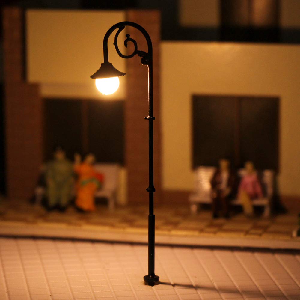 LYM58 10pcs Model Railway Single Head Street Lgiht HO Scale 63mm or 2.48inch Lamppost LEDs