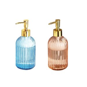 fkjlun soap pump dispenser thickened glass soap dispenser with pump, stylish countertop empty lotion bottle, 330-400ml/11.15-13.52oz, set of 2 for bathroom, kitchen, countertop (color : a)